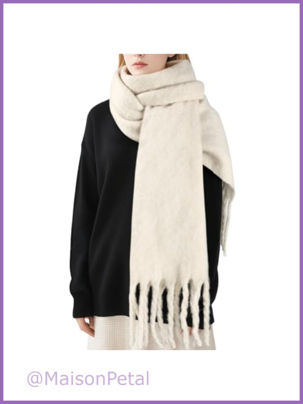 Oversized Acrylic Blanket Scarf with Fringe Warm Winter Wrap